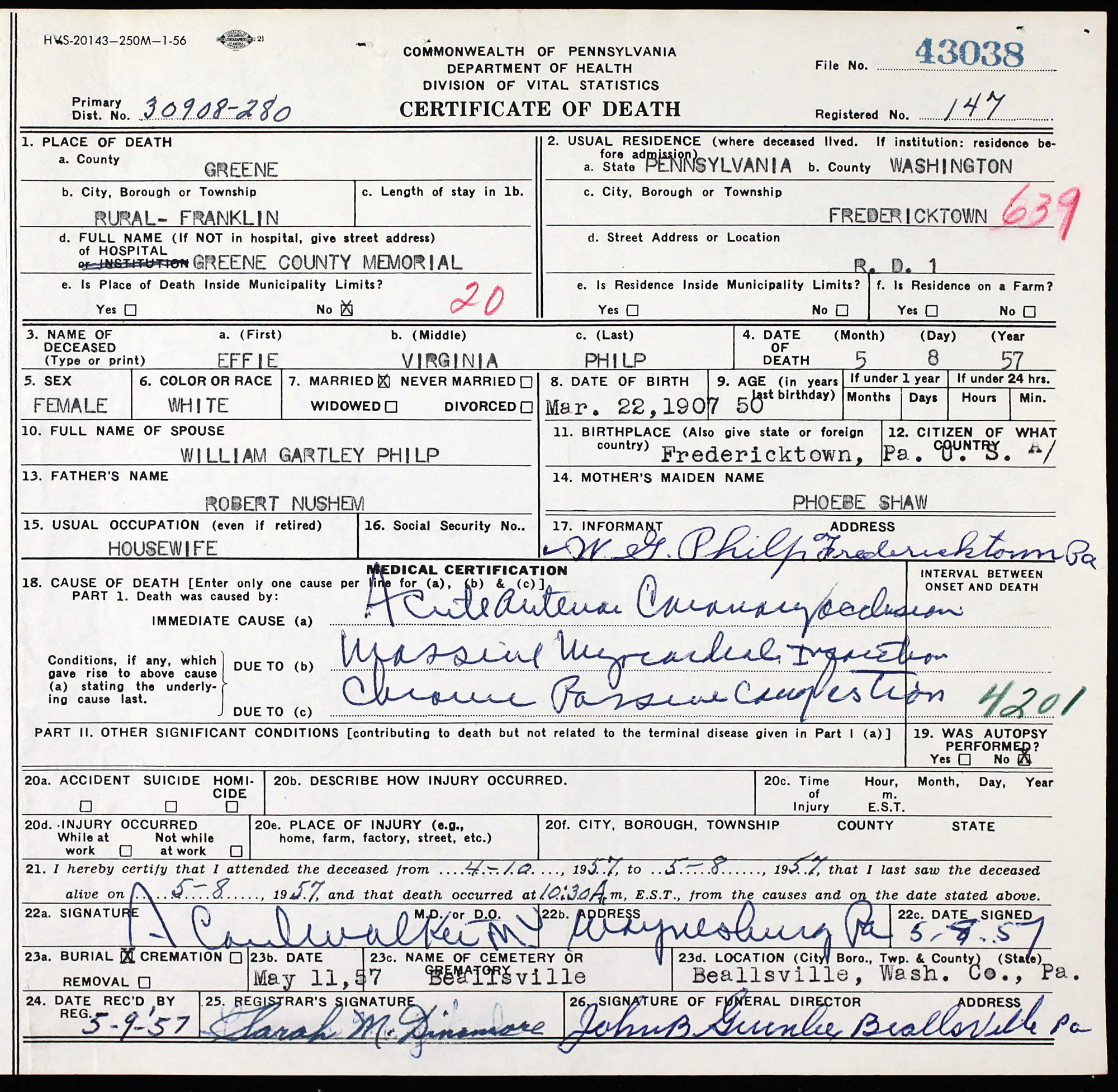 death certificate